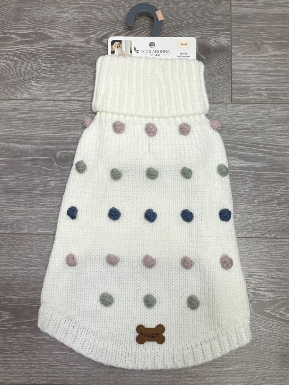 NWT Koolaburra By Ugg Lorena Pet Sweater for Dogs Multicolored Pom Poms Small